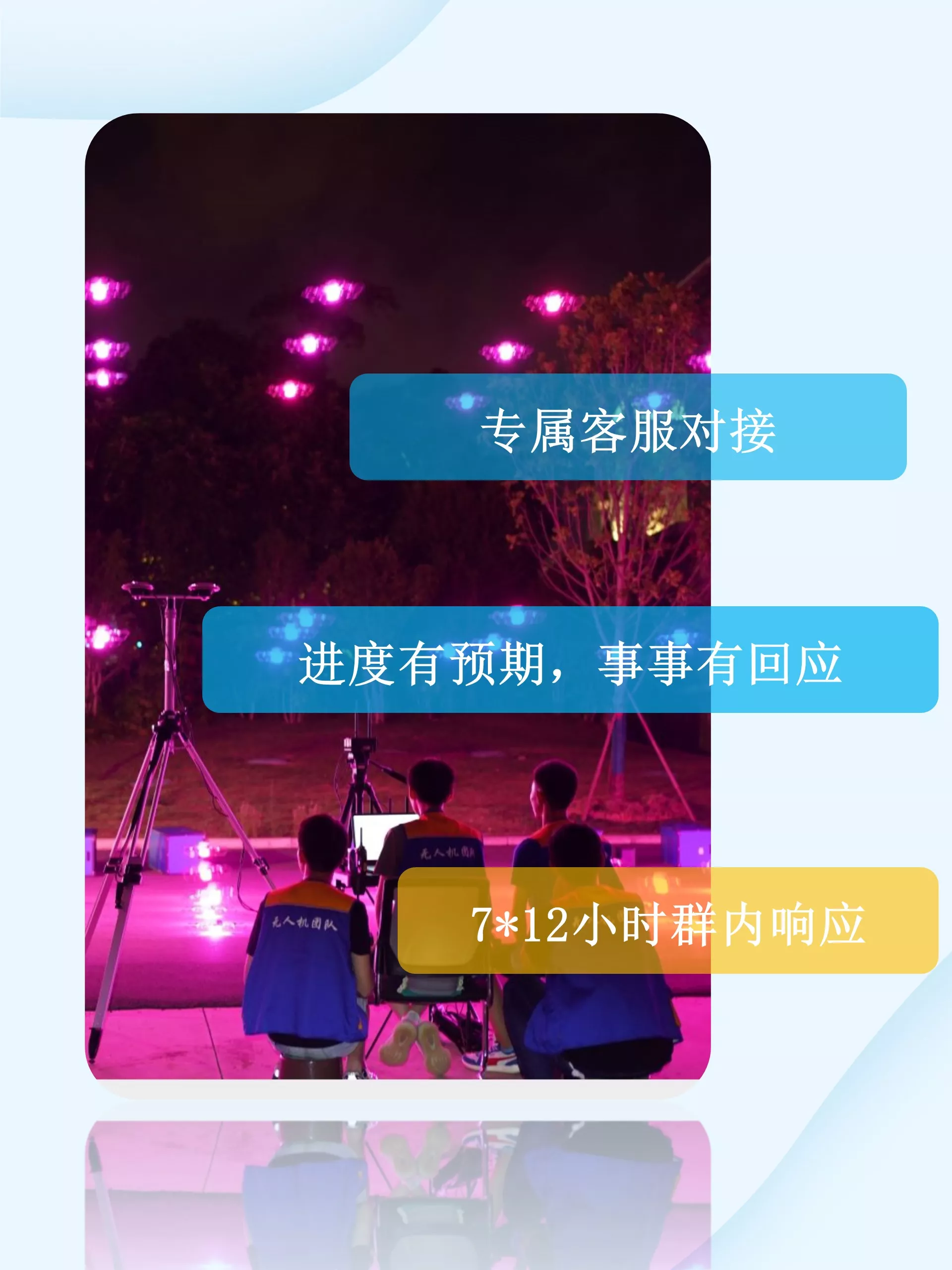 According to the project node schedule, and actively give the customer node results, arrange special personnel to proactively respond to the customer's problems in the project, always answer questions.
Be proactive and respond to everything